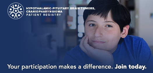 HP Tumor register - shows boy and says your participation matters, join today.