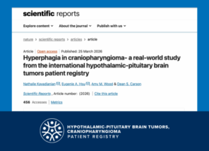 Screen shot of published study with Hypothalamic-Pituitary Brain Tumors Patient Registry Logo