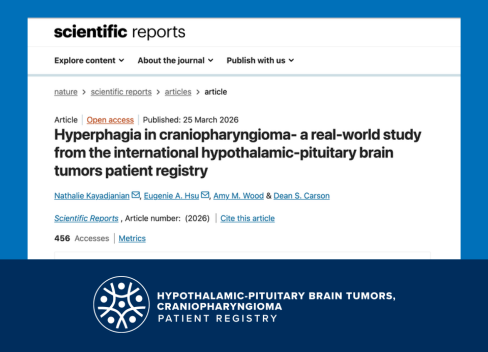 Screen shot of published study with Hypothalamic-Pituitary Brain Tumors Patient Registry Logo